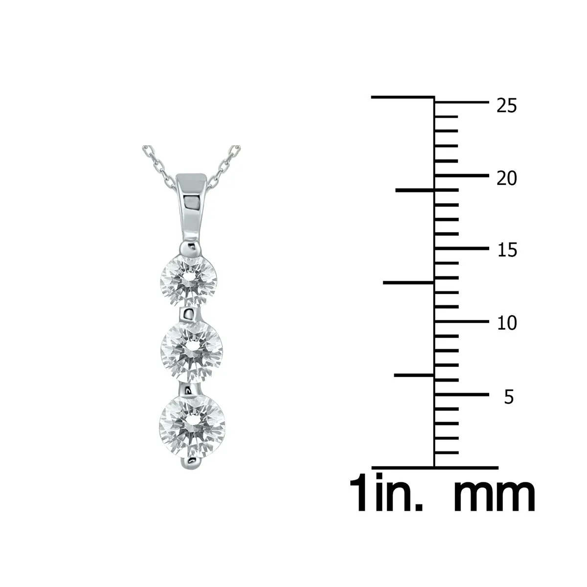 1 Carat Tw Three Stone Diamond Pendant In 14K White Gold