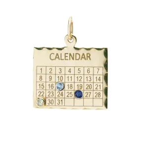 10K Gold 1960s Calendar Multi-Date Customizable Pendant