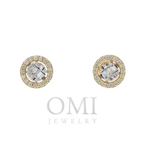 10K GOLD BAGUETTE DIAMOND CIRCLE EARRINGS 0.58 CTW