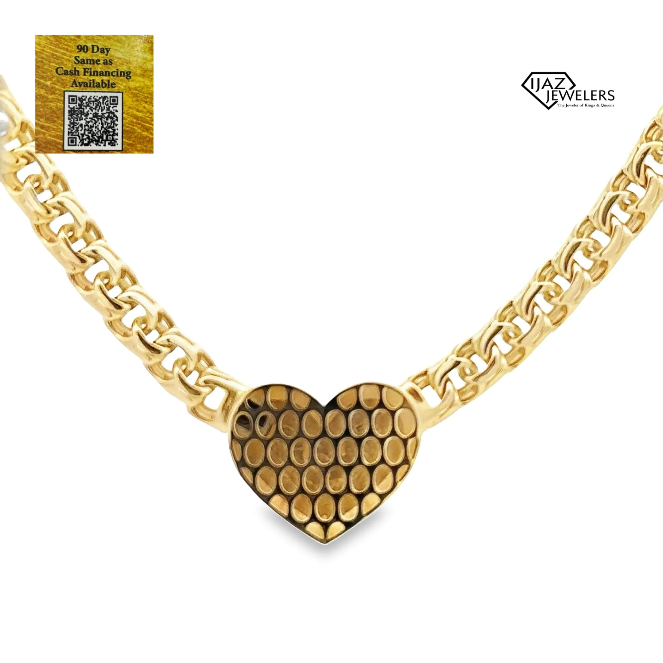 10K Gold Chino Link Heart Lock Chain