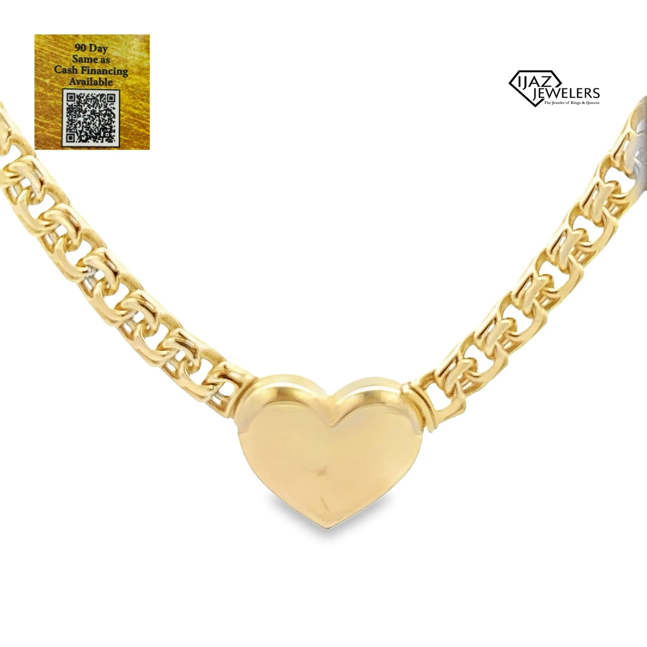 10K Gold Chino Link Heart Lock Chain