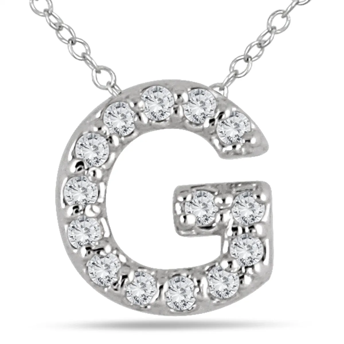 1/10 Carat Tw G Initial Diamond Pendant In 10K White Gold