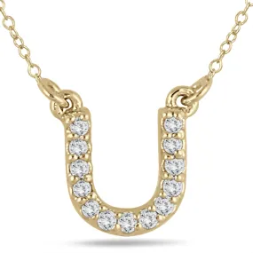 1/10 Carat Tw U Initial Diamond Pendant In 10K Yellow Gold