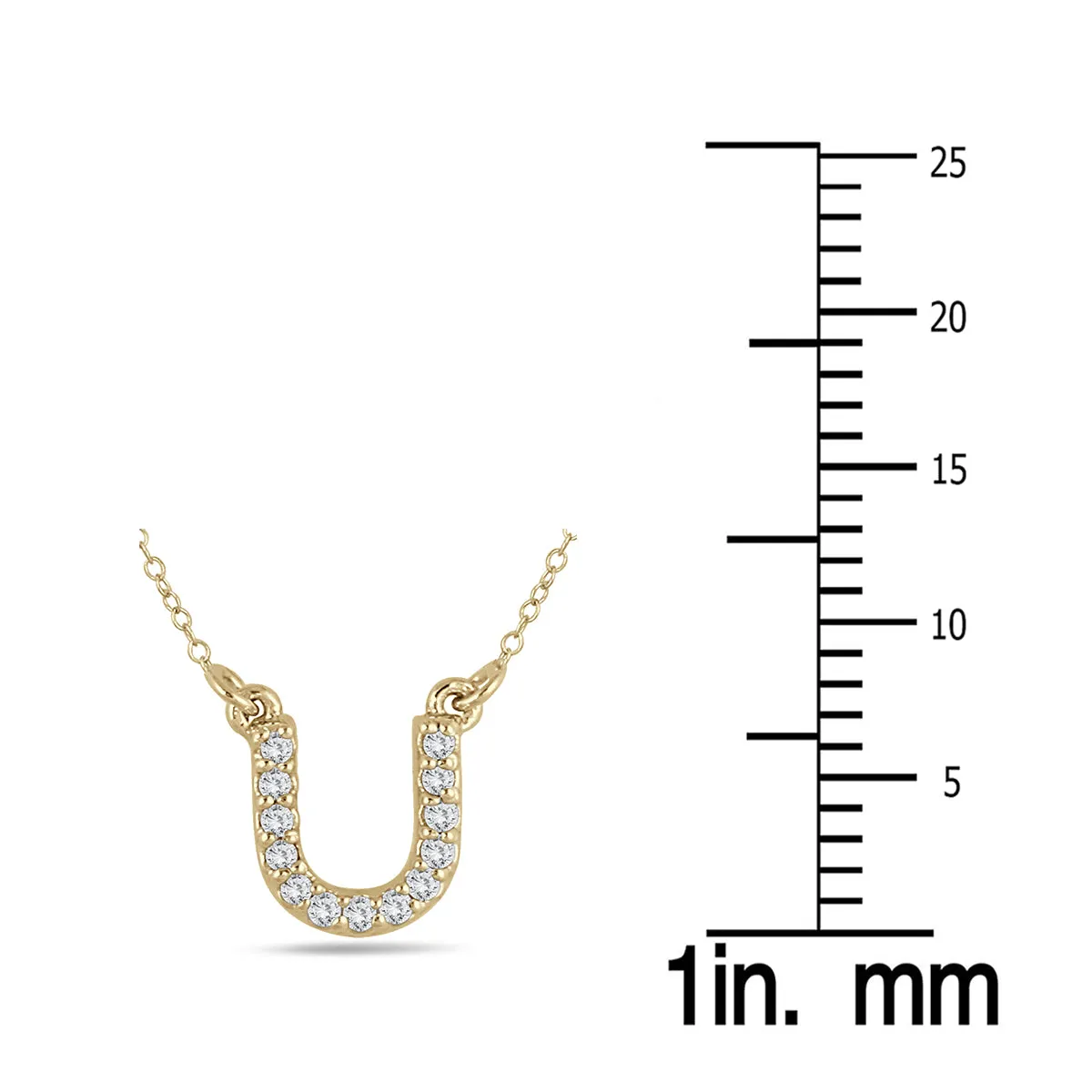 1/10 Carat Tw U Initial Diamond Pendant In 10K Yellow Gold