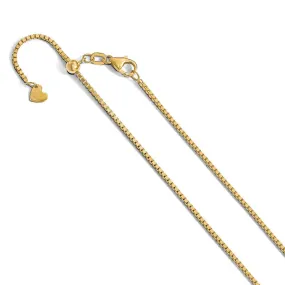 1.2mm 14k Yellow Gold Adjustable Box Chain Necklace