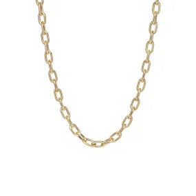 14k Gold Extra Large Square Oval Link Chain Necklace