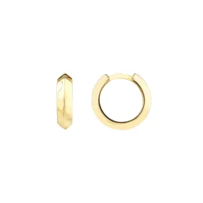 14K Yellow Gold 3.5x13.5mm Knife Edge Polished Huggie Hoop Earrings