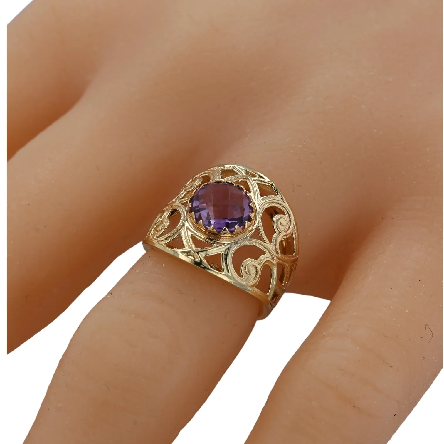 14K Yellow gold zarza amethyst ring-14381