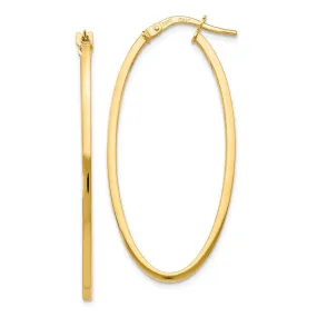 1.5mm Square Tube Oval Hoop Earrings in 14k Yellow Gold, 40mm