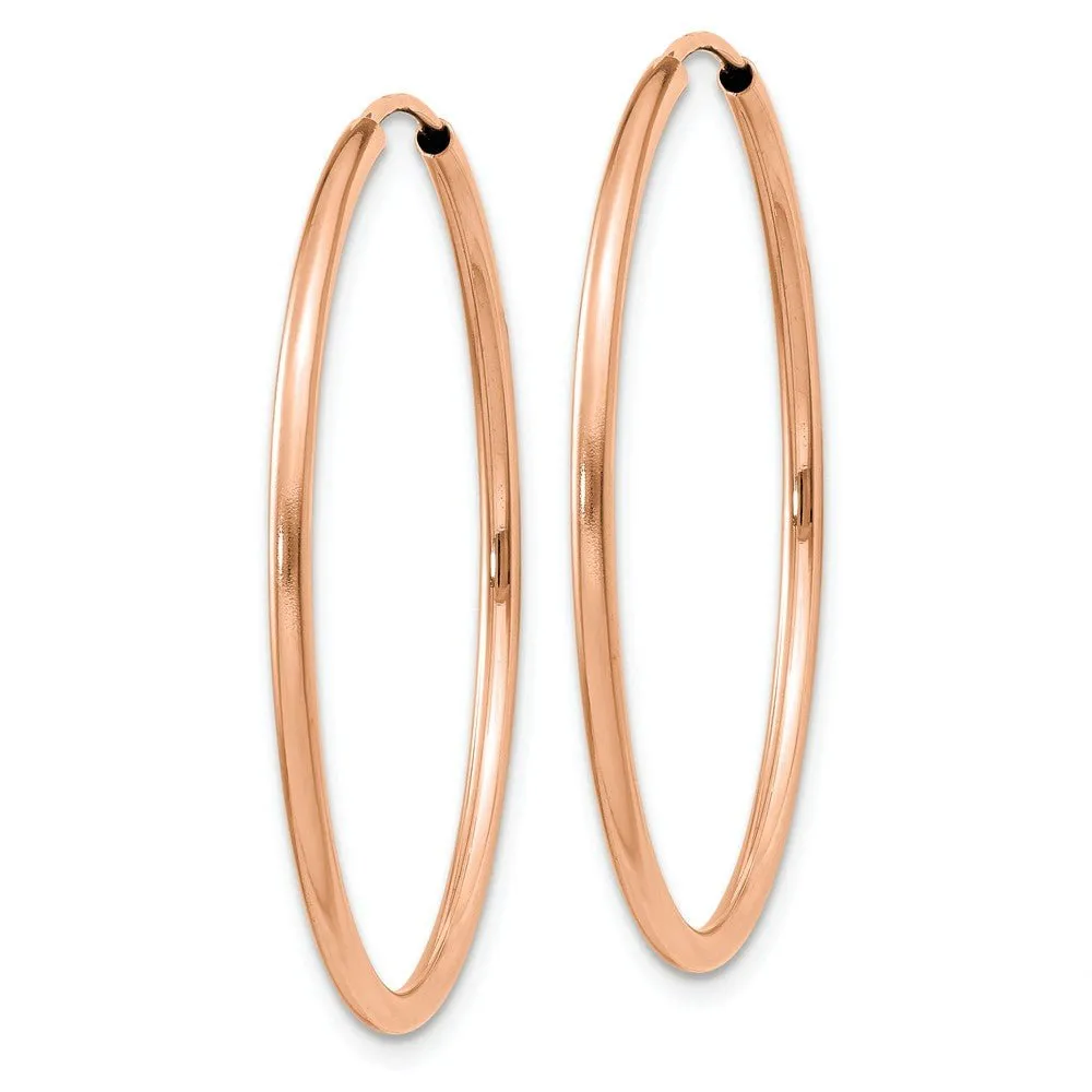 1.5mm x 32mm 14k Rose Gold Polished Endless Tube Hoop Earrings