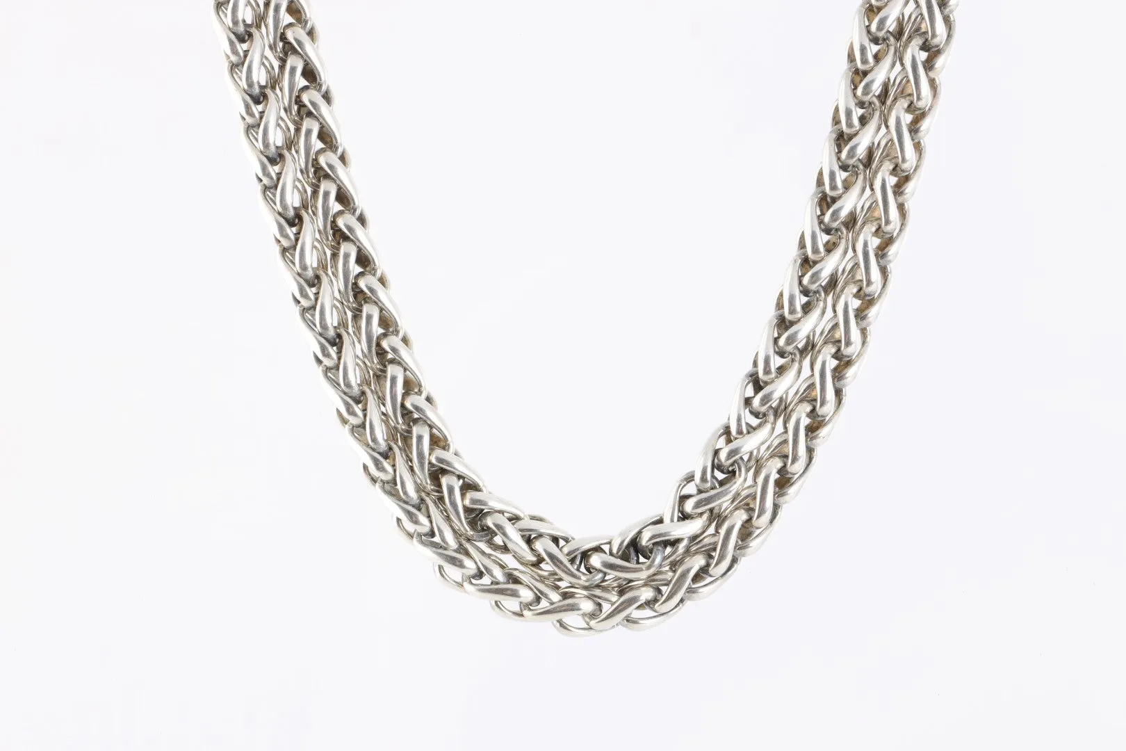 16" David Yurman 925 Silver & Yellow Gold Double Wheat Chain Necklace (108.82g.)