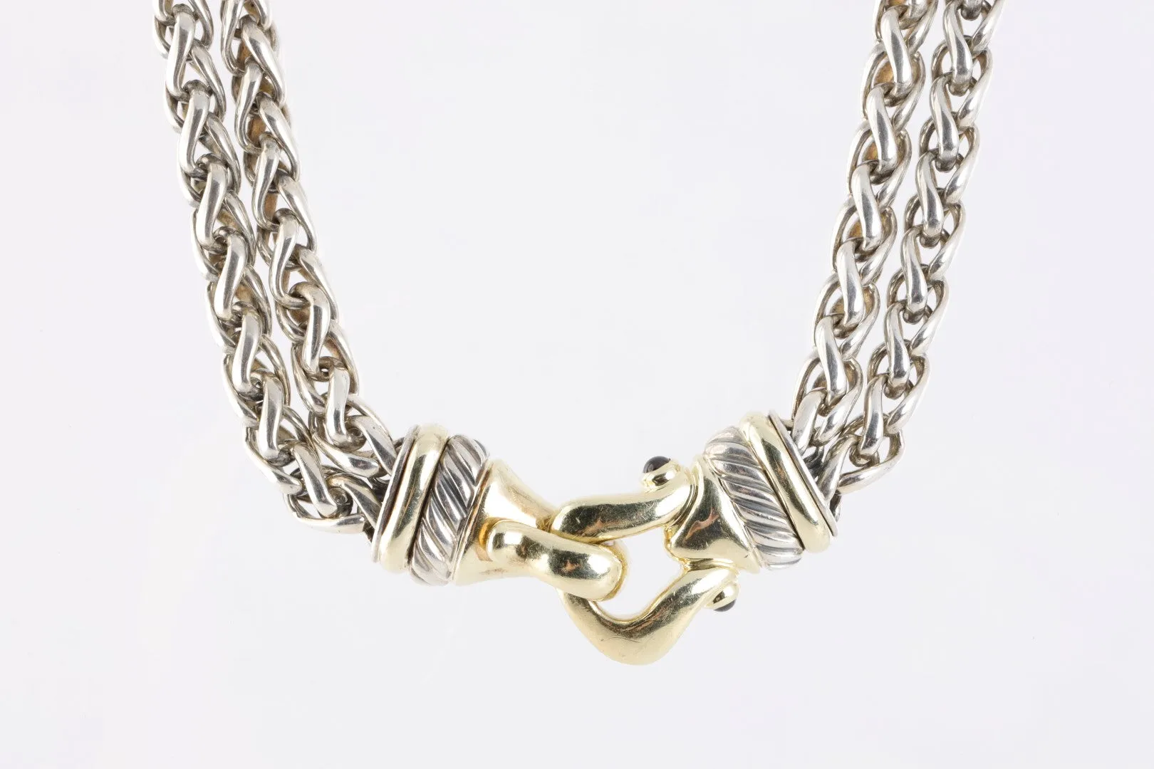 16" David Yurman 925 Silver & Yellow Gold Double Wheat Chain Necklace (108.82g.)