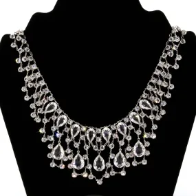 1928 Jewelry Austrian Crystal Statement Bib Necklace 14.5"   3" Extender