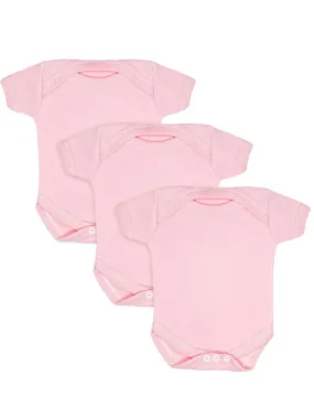 3 Pack - 100% Cotton Pink Short Sleeved Bodysuits