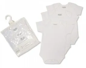 3 Pack White Short Sleeved Cotton Bodysuits (GP-25-0859)