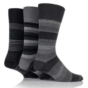 3 Pairs Non Binding Socks for Men in Monochrome Stripes