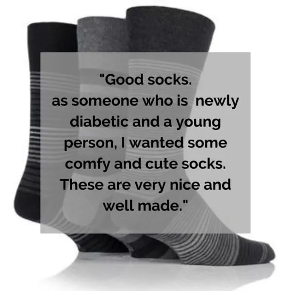 3 Pairs Non Binding Socks for Men in Monochrome Stripes