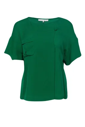 3.1 Phillip Lim - Green Short Sleeved Side Button Top Sz 4