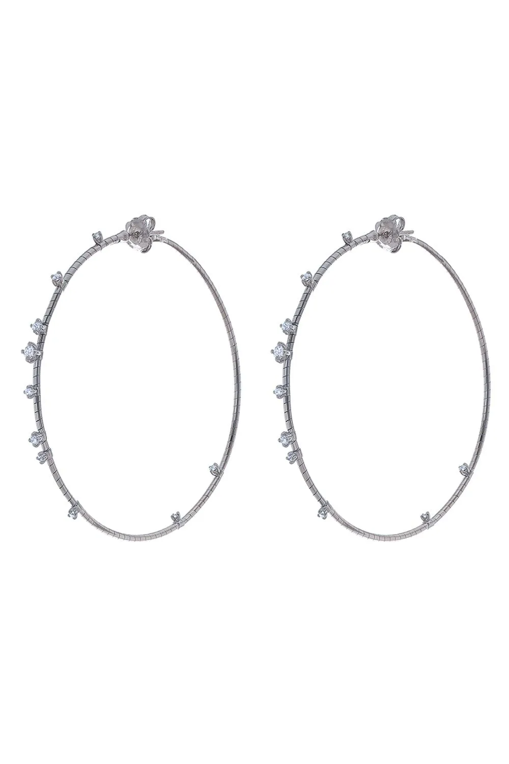 6cm White Gold Rugiada Diamond Hoop Earrings