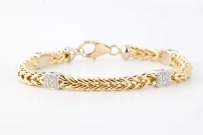 7.75" 14k Two-Tone Gold 0.55tcw Diamond Square Wheat Chain Bracelet (29.08g.)