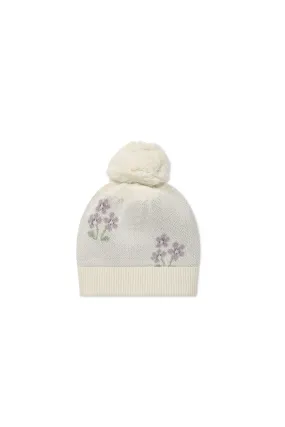 Addison Beanie - Cloud Meadow Flowers Placement