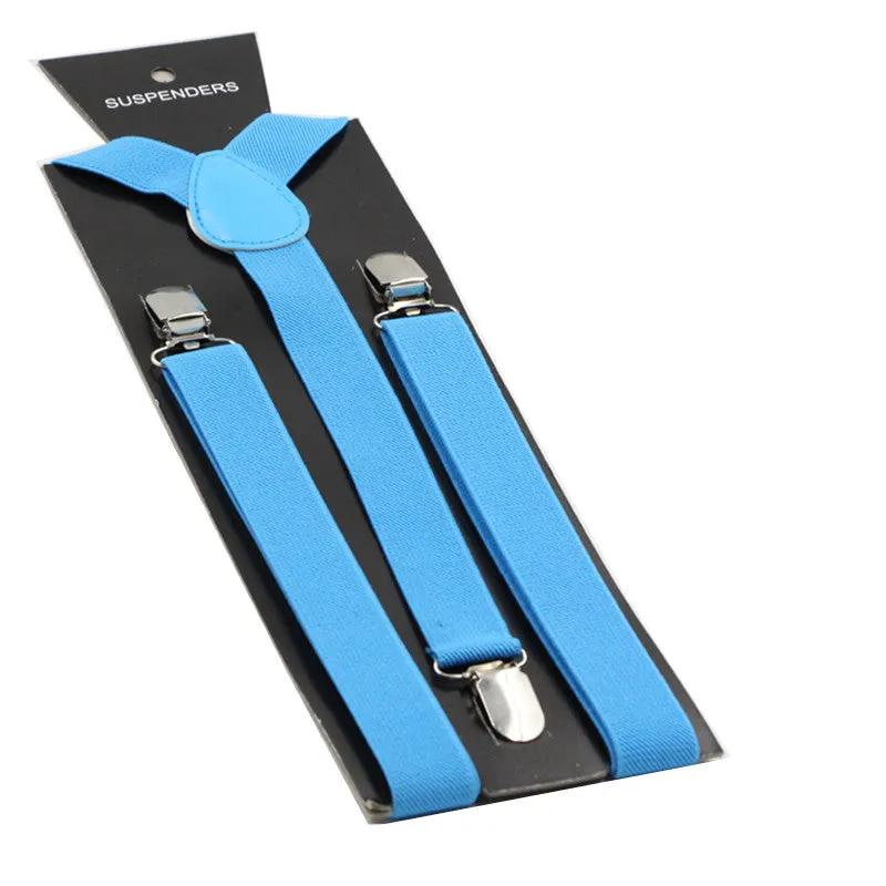 Adjustable 100cm Light Blue Adult Mens Suspenders