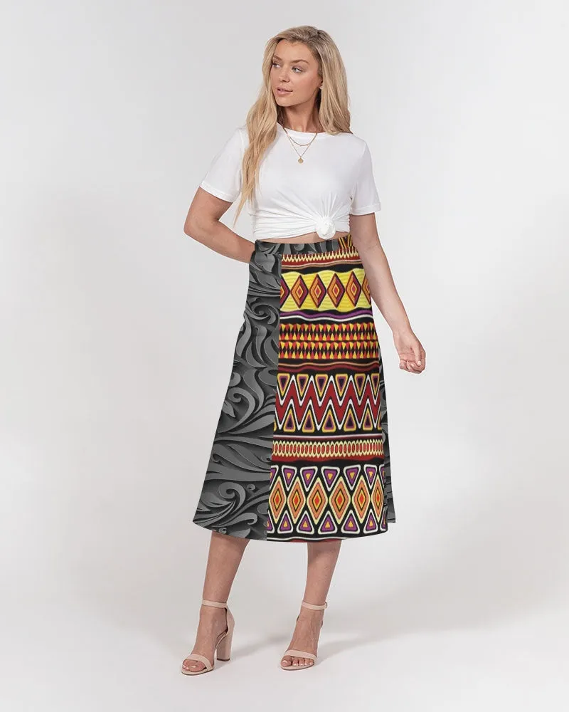 african Women's A-Line Midi Skirt