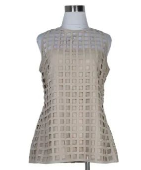 Akris Beige Cutwork Top sz 8