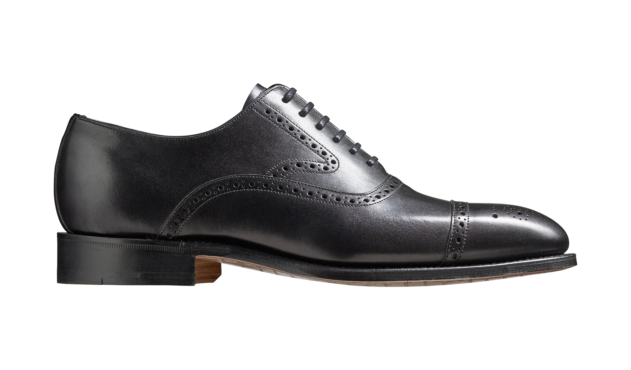 Barker Lerwick Classic semi brogue Oxford Shoe - Black Calf