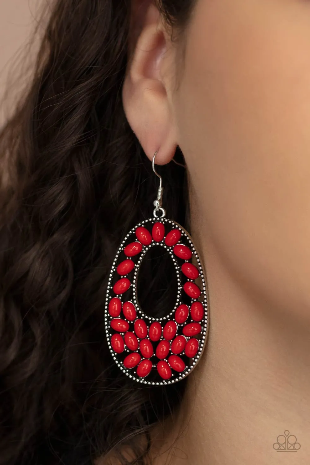 Beaded Shores Red-Earrings