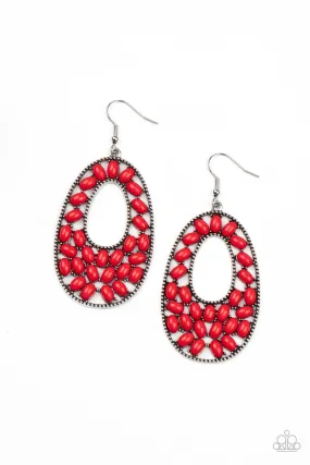 Beaded Shores Red-Earrings