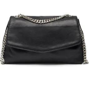 Beautiful leather shoulderbag with chain strap / 15978 - Black (Nero)