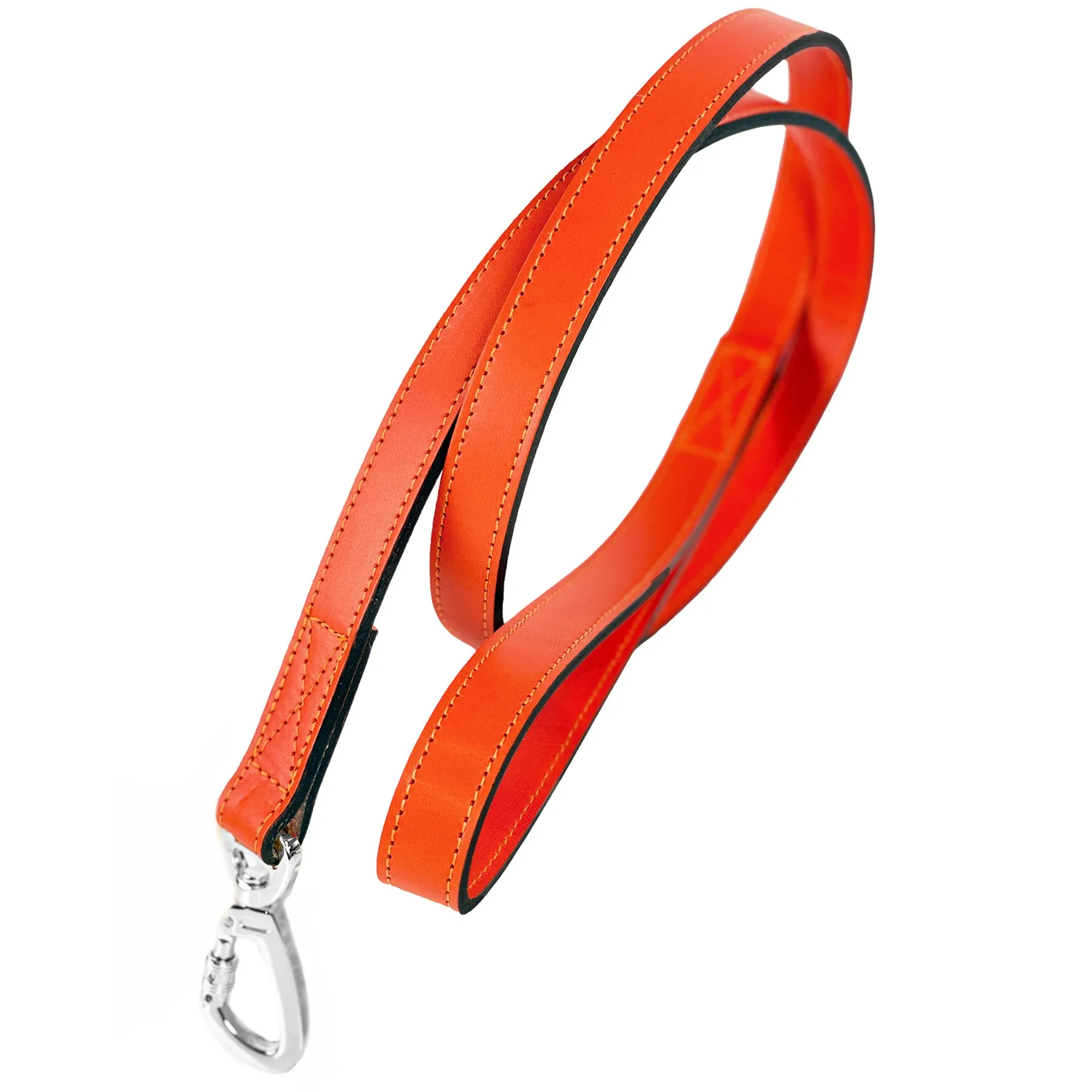 Belmont Dog Leash in Tangerine & Nickel