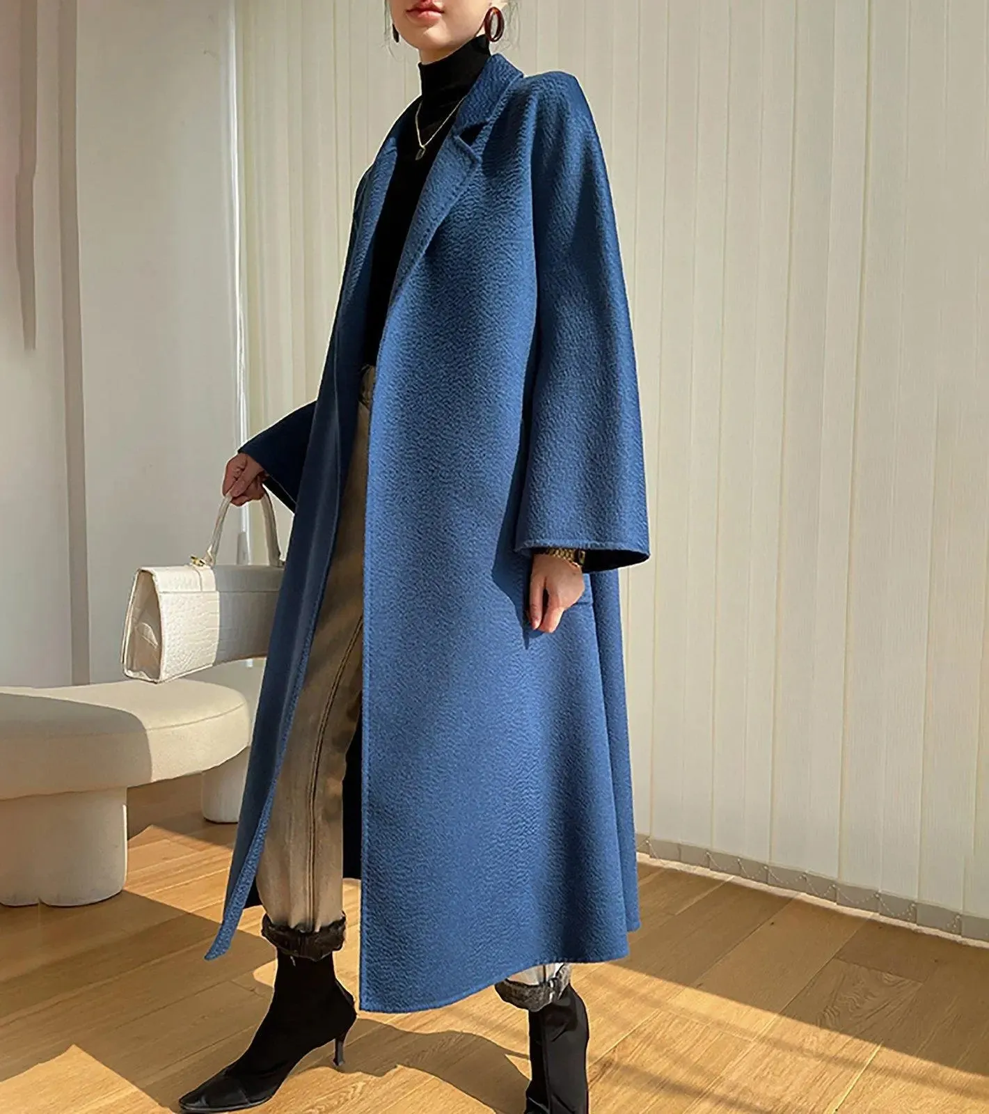 Belted Wrap Wool Long Coat