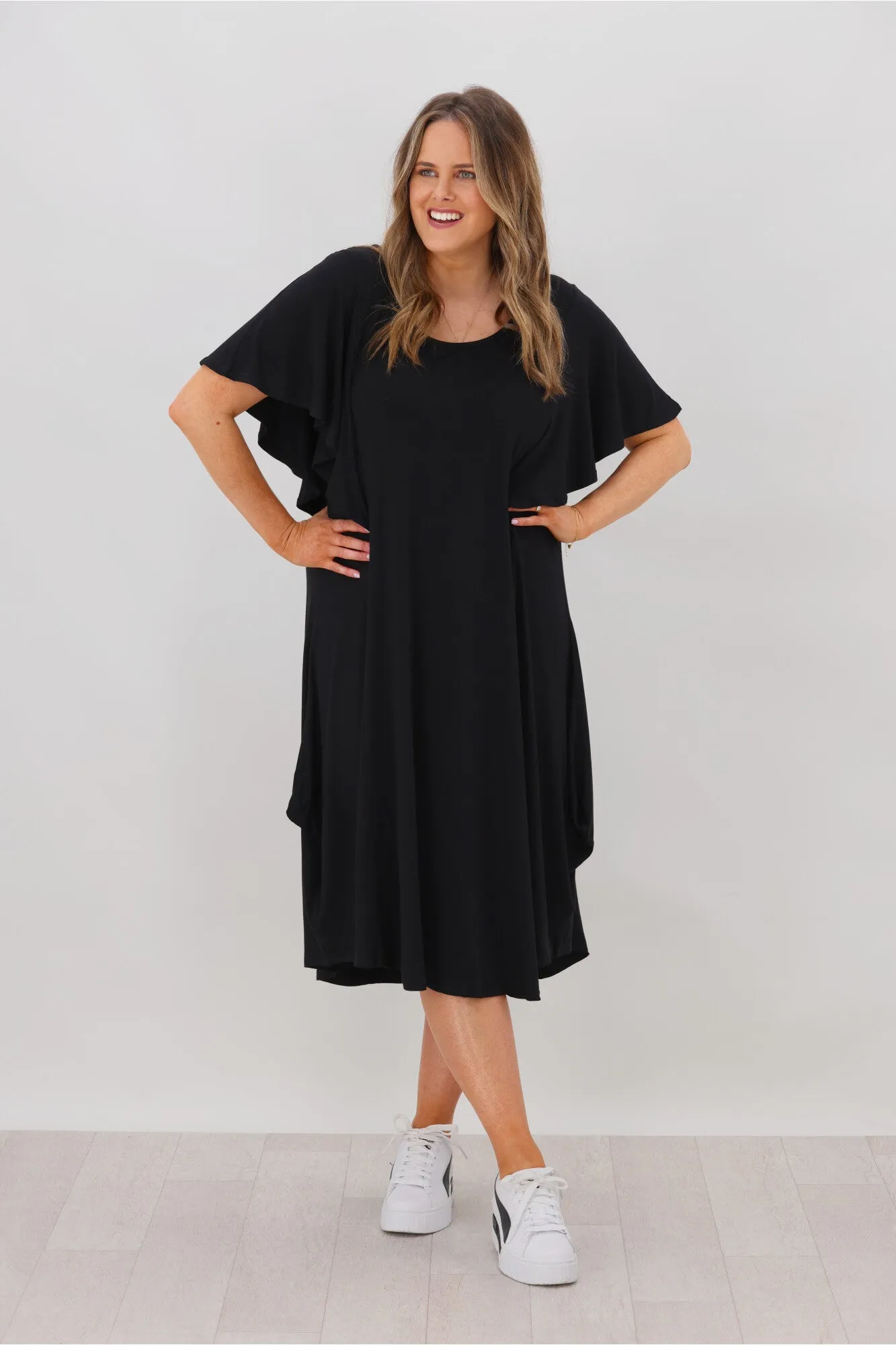 Betty Basics Tahiti Frill Dress Black