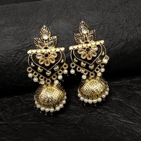 Bhavi Jewels Gold Plated Meenakari Jhumki Earrings