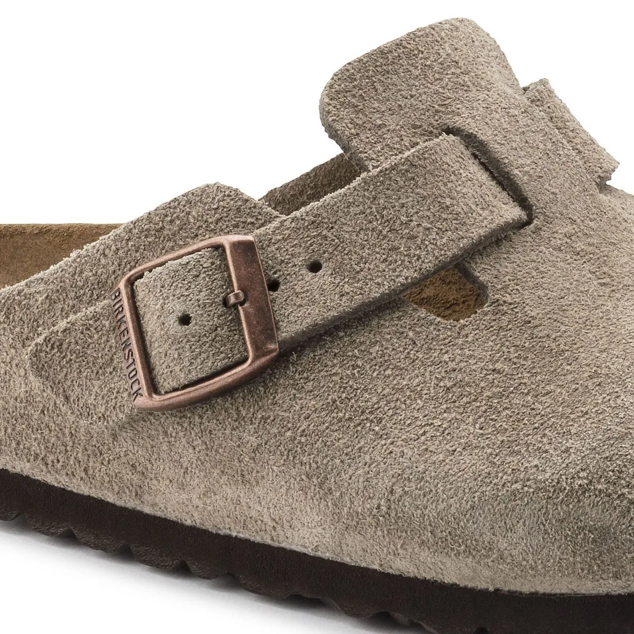 Birkenstock Classic, Boston, Regular Fit, Suede Leather, Taupe