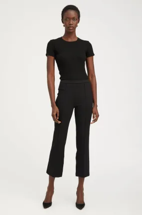 Black Casanova Ankle Flare Pants with Pintucks