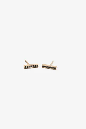 Black Pave Gold Bar Stud Earrings