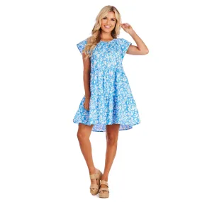 Blue Ditsy Floral Rachel Tiered dress