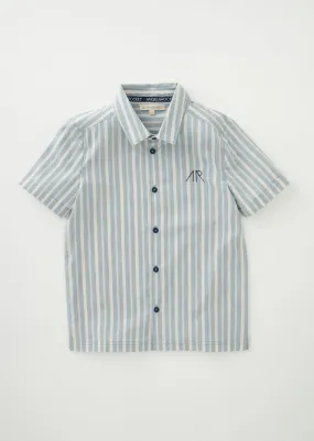 Boys Classic Blue Striped Half Sleeves Smart Shirt