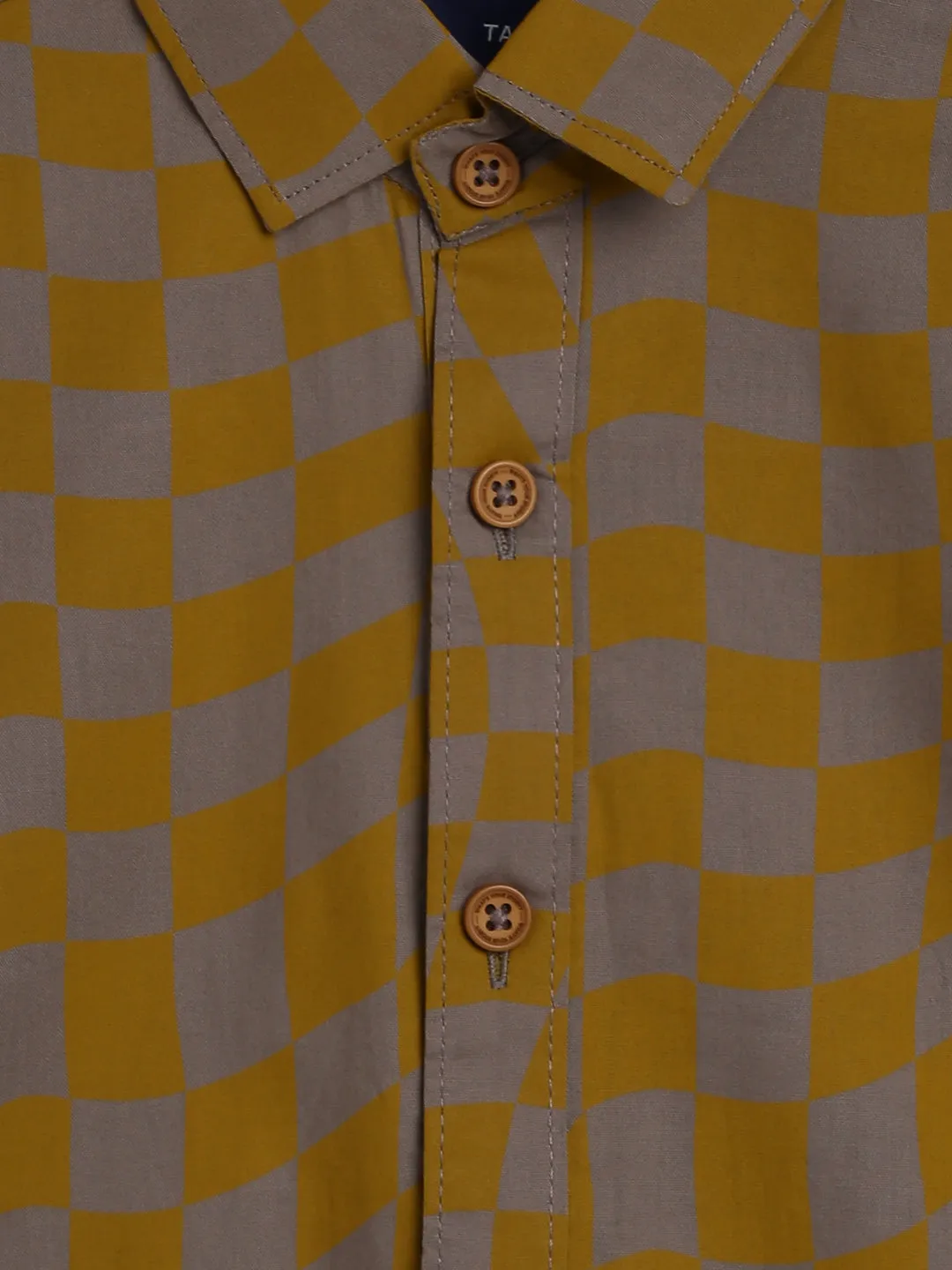 Boys Mustard Printed Shirt