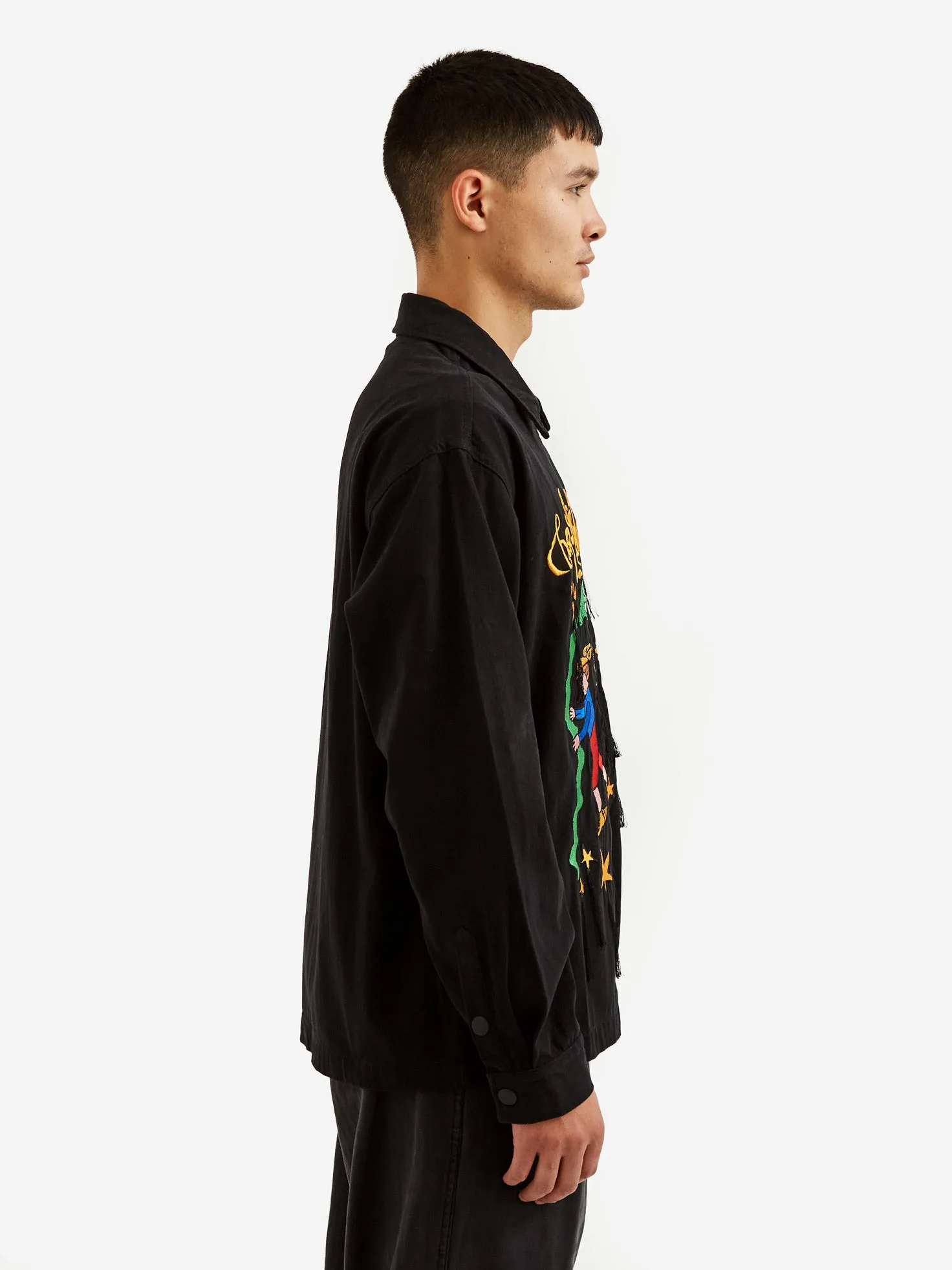 Brain Dead Starwalker Zip Front Shirt - Black