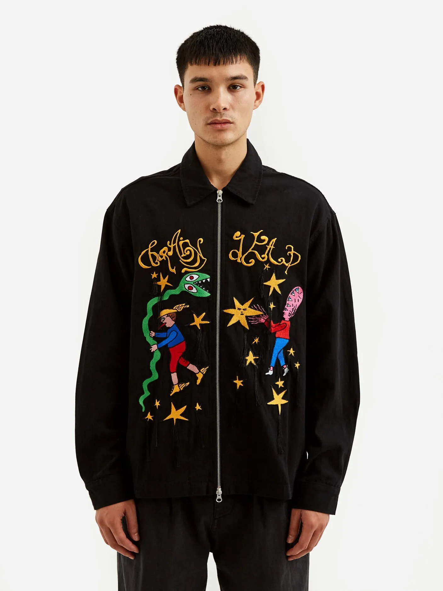 Brain Dead Starwalker Zip Front Shirt - Black