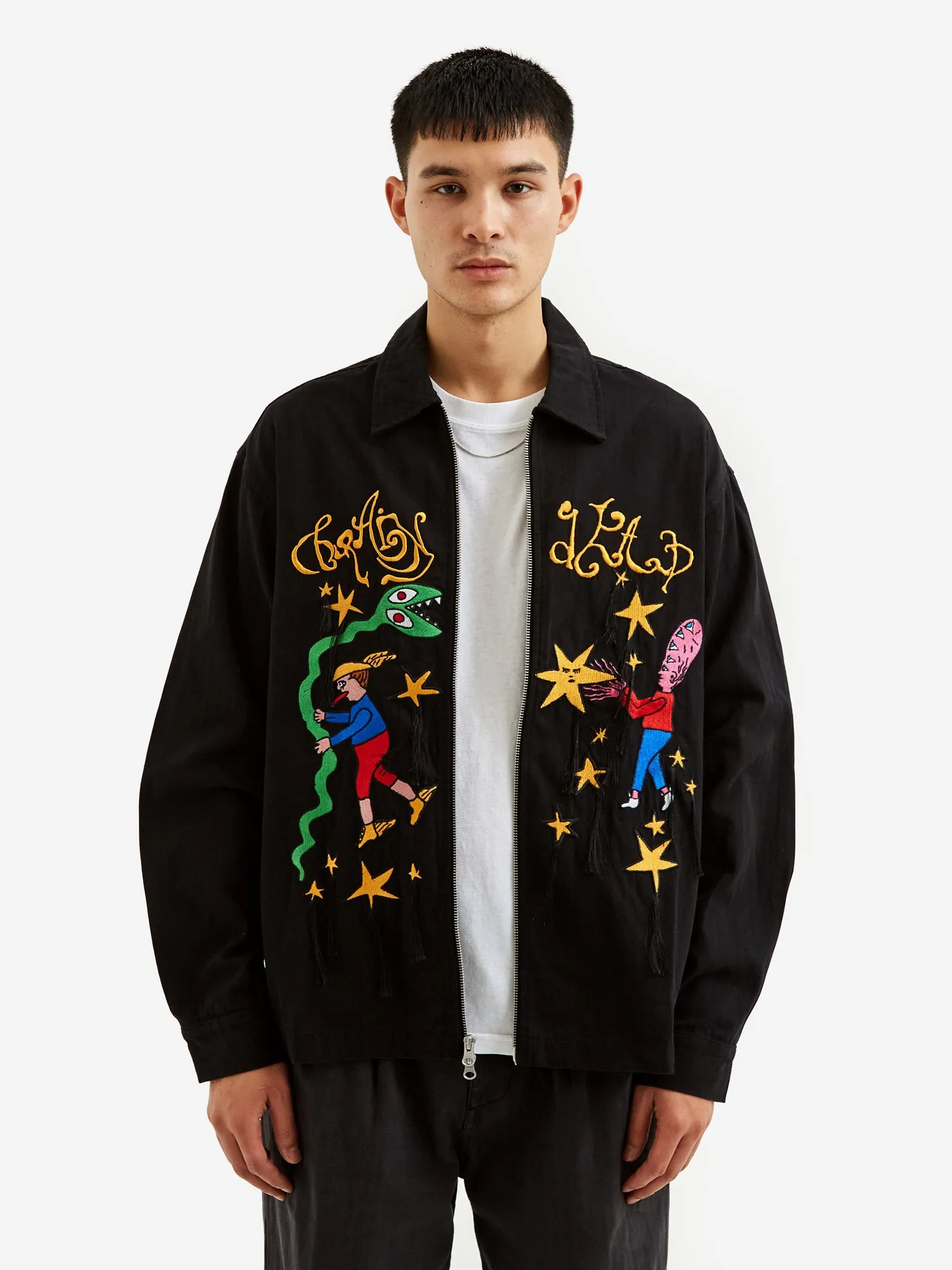 Brain Dead Starwalker Zip Front Shirt - Black