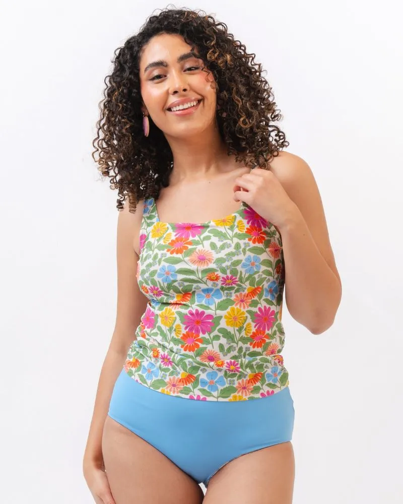 Breezy Floral Square Neck Tankini Top