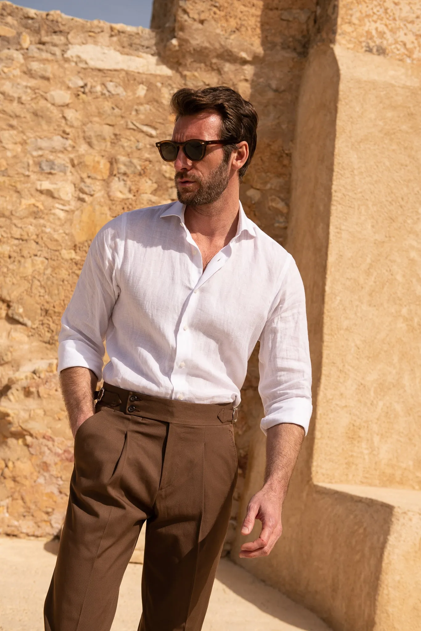 Brown cotton trousers "Soragna Capsule Collection" - Made in Italy