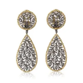 Buccellati - Ramage - Drop Earrings with Diamonds, 18k Blackened Gold and Yellow Gold