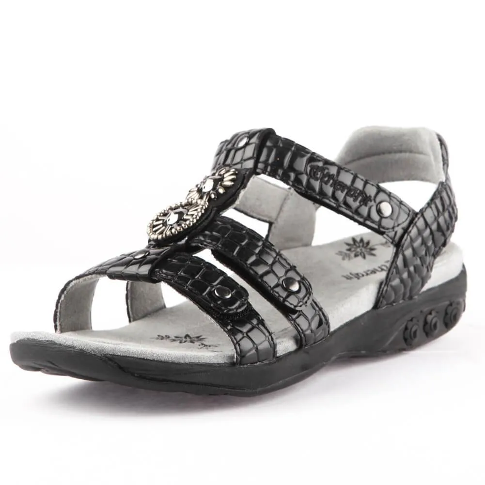 Charlotte Women's Embossed Leather Jeweled Adjustable Sandal