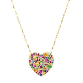 Classic Cluster Semi Precious Heart Necklace